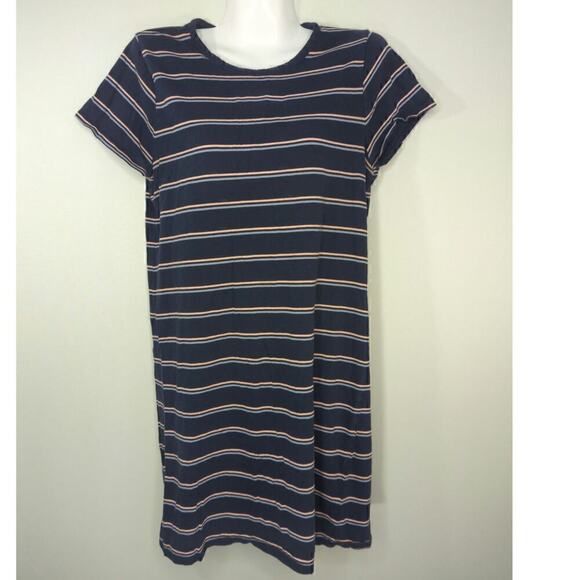 J. Crew Factory Navy Blue Stripe Crew Neck T-Shirt Dress Size S - Picture 1 of 8